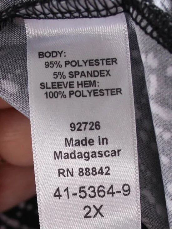 Catherines 2X Black White Geometric Tunic Top Stretch V-Neck Plus Size - Picture 7 of 7